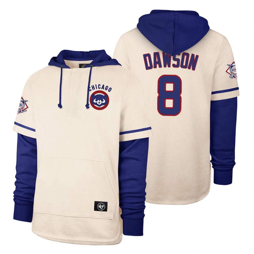 Men Chicago Cubs #8 Dawson Cream 2021 Pullover Hoodie MLB Jersey->chicago cubs->MLB Jersey